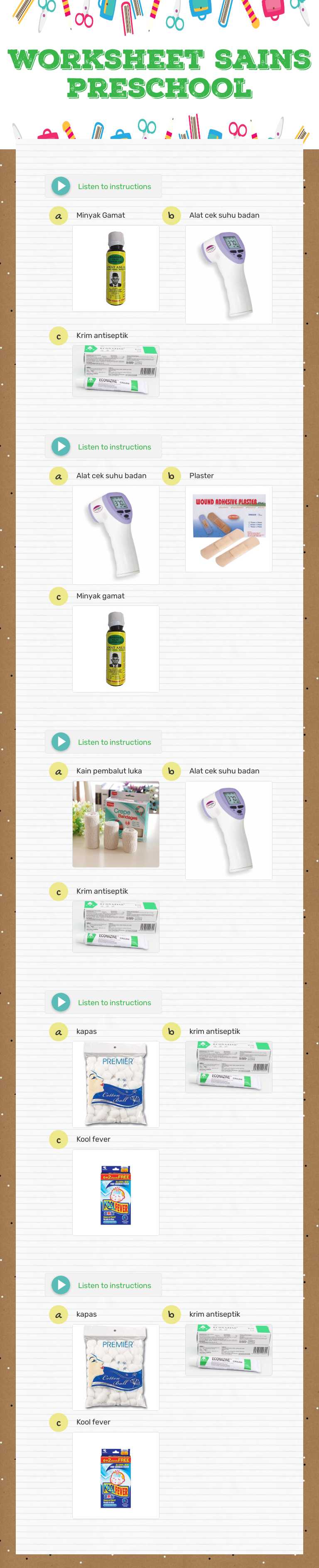 worksheet sains preschool worksheet preview image
