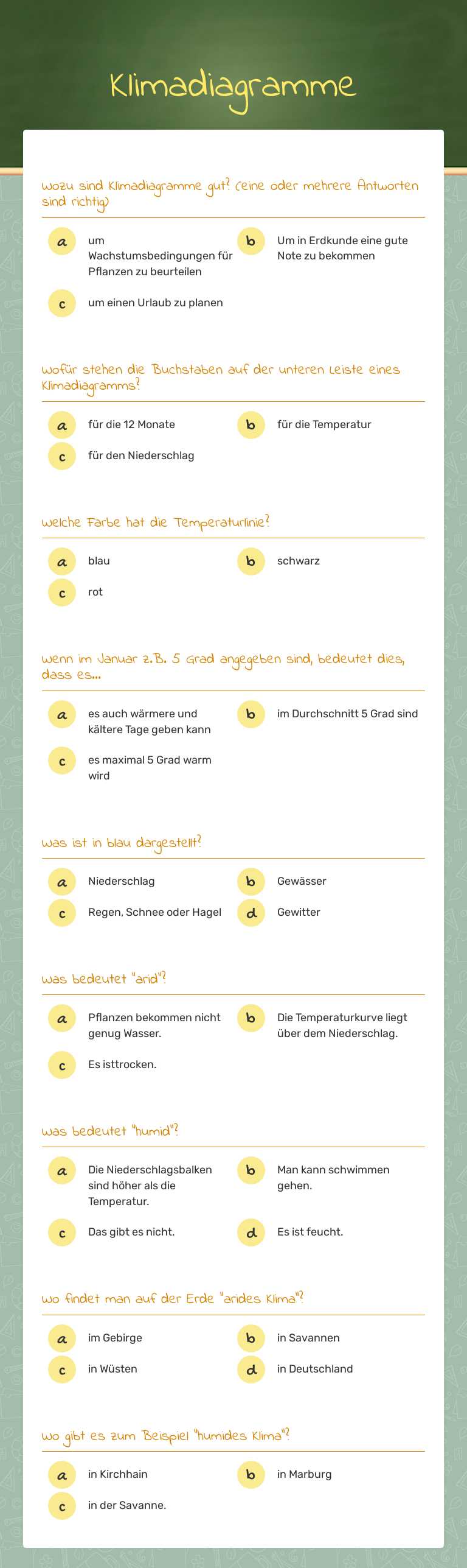 Klimadiagramme worksheet preview image