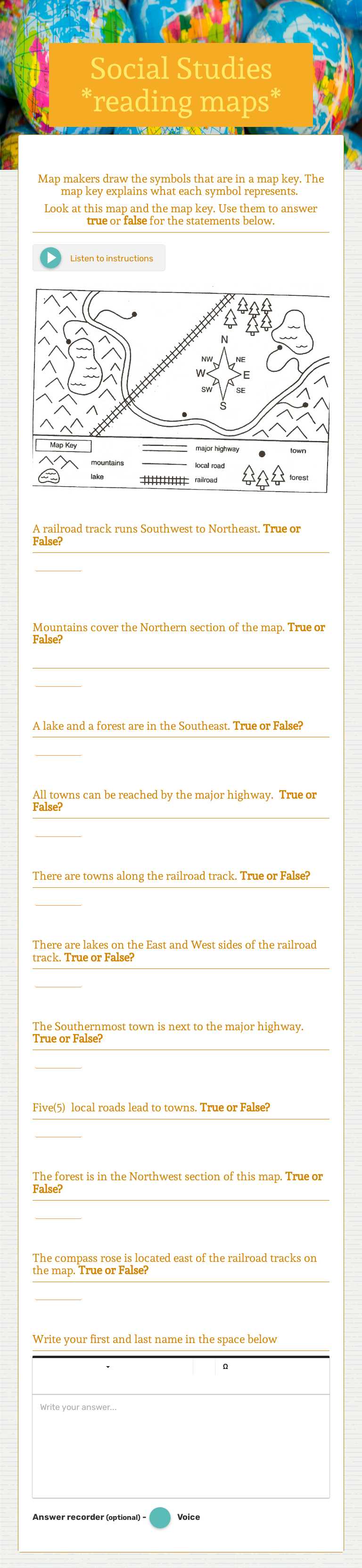 Social Studies *reading maps* worksheet preview image
