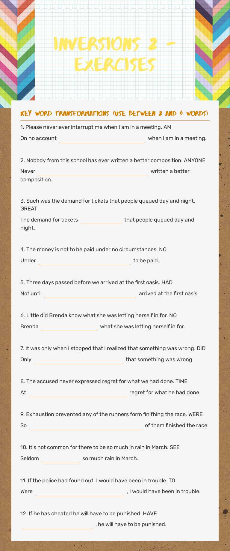 INVERSIONS 2 - Exercises worksheet preview image