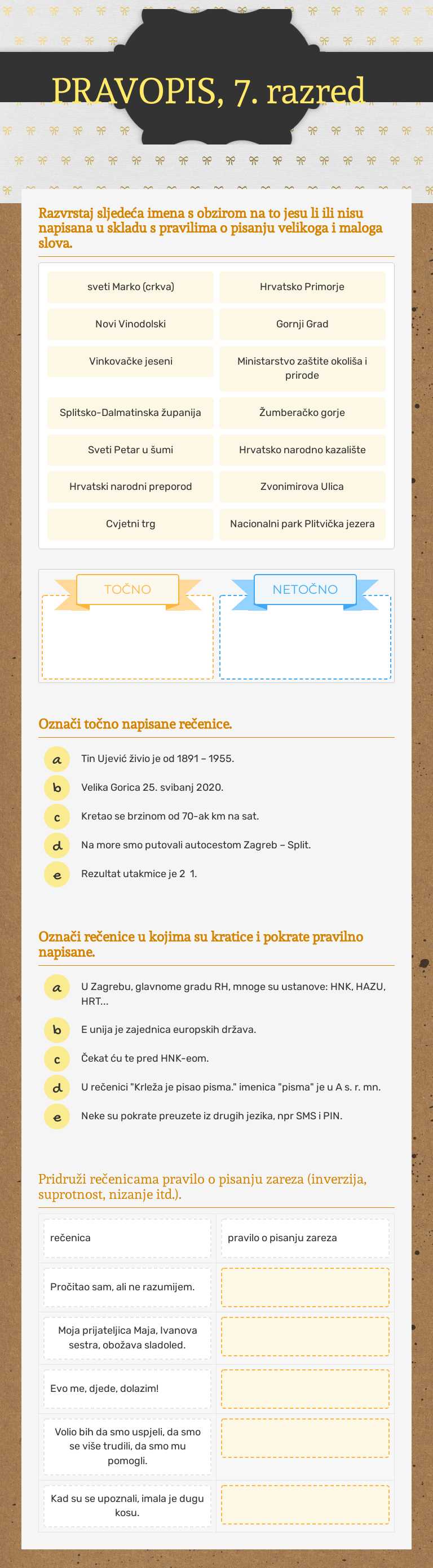 PRAVOPIS, 7. razred worksheet preview image