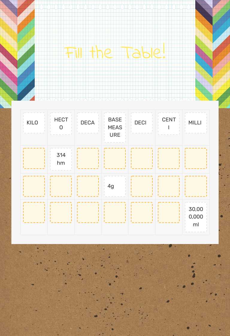 Fill the Table! worksheet preview image