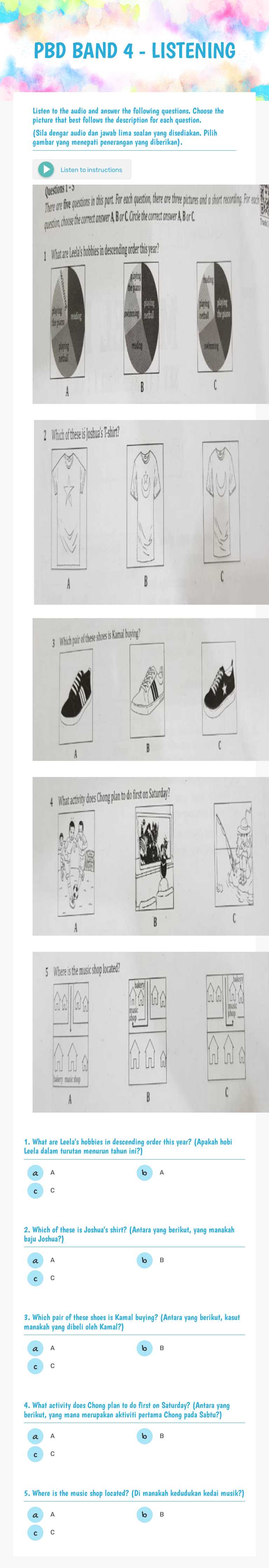 PBD BAND 4 - LISTENING worksheet preview image