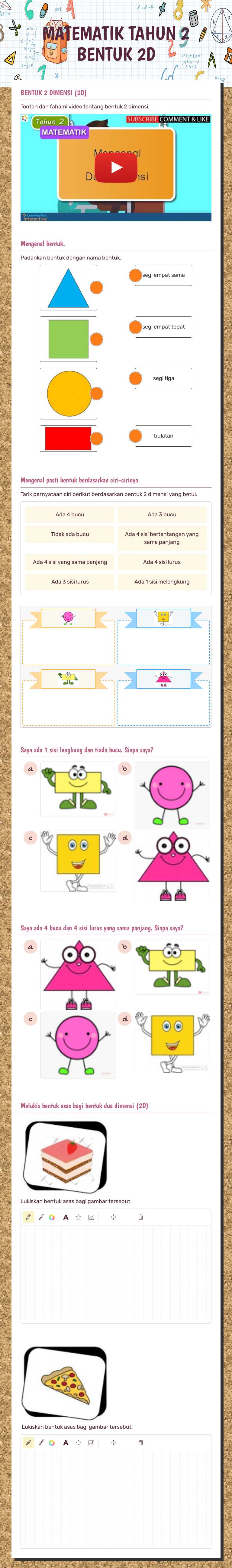 MATEMATIK TAHUN 2 BENTUK 2D worksheet preview image