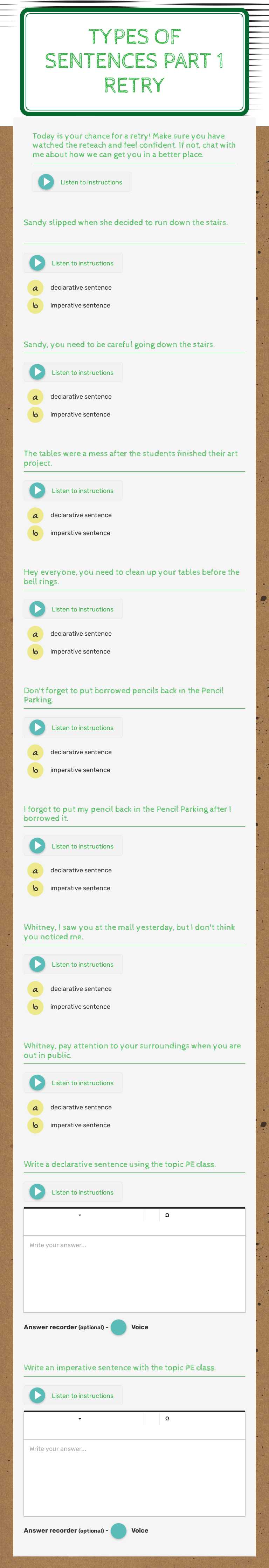 types of sentences part 1 
retry worksheet preview image