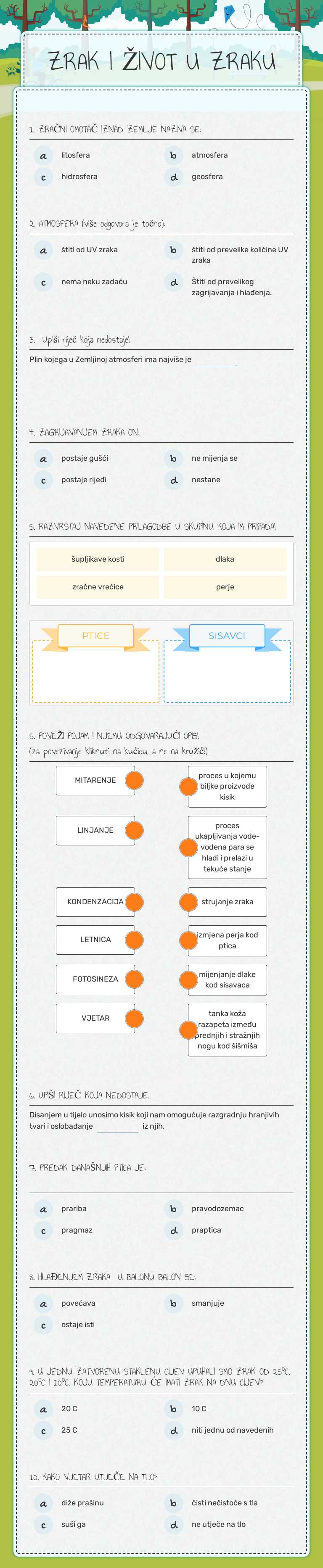 ZRAK I ŽIVOT U ZRAKU worksheet preview image