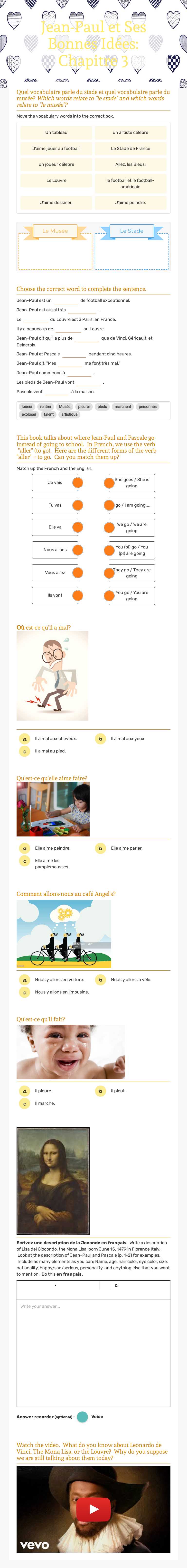 Jean-Paul et Ses Bonnes Idées: Chapitre 3 Grade 6 worksheet preview
