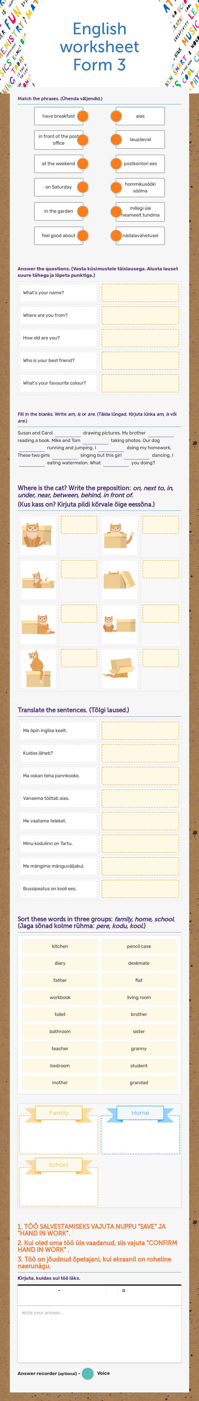 English worksheet 
Form 3 Grade 3 worksheet preview