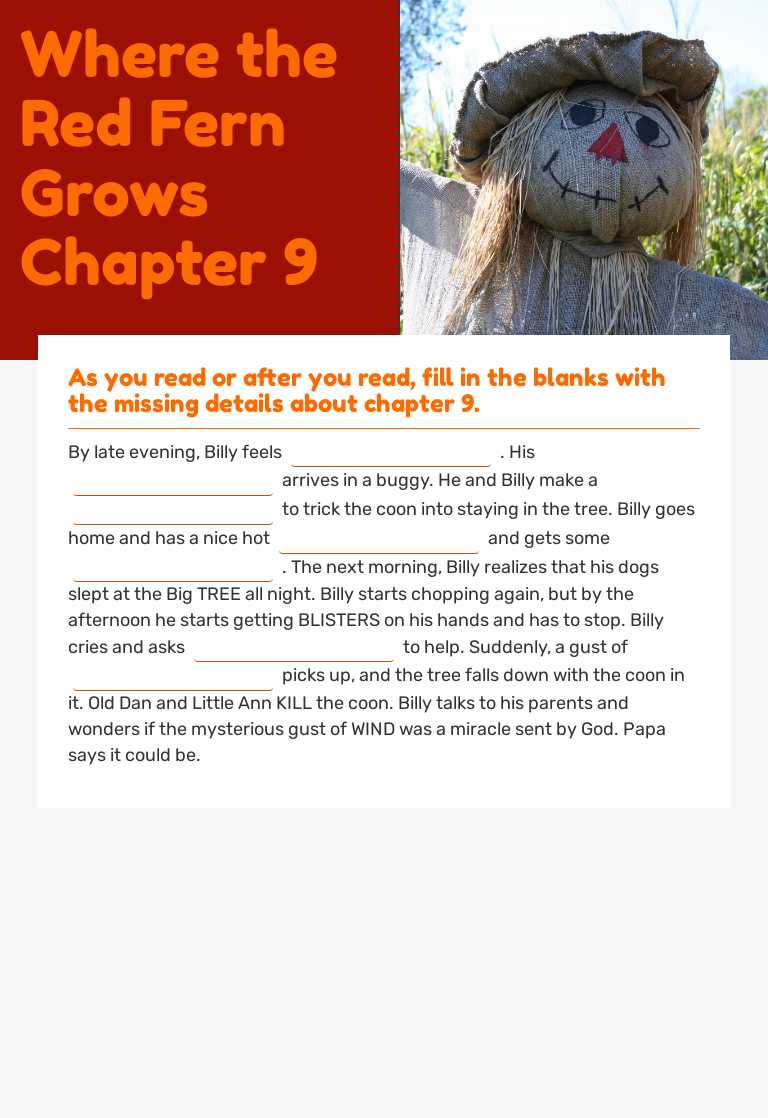 Where the Red Fern Grows  Chapter 9 worksheet preview image