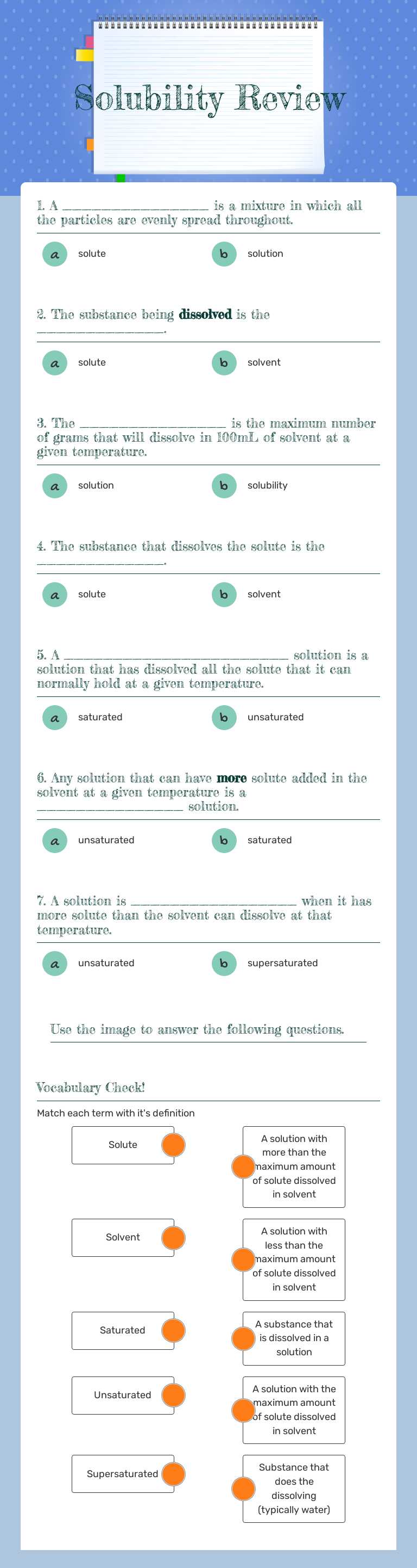 Solubility Review Grade 6 worksheet preview