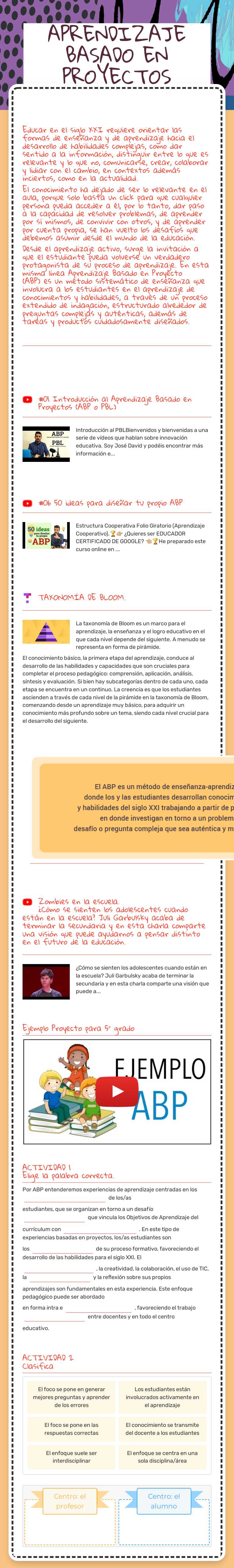 APRENDIZAJE BASADO
EN PROYECTOS Other worksheet preview