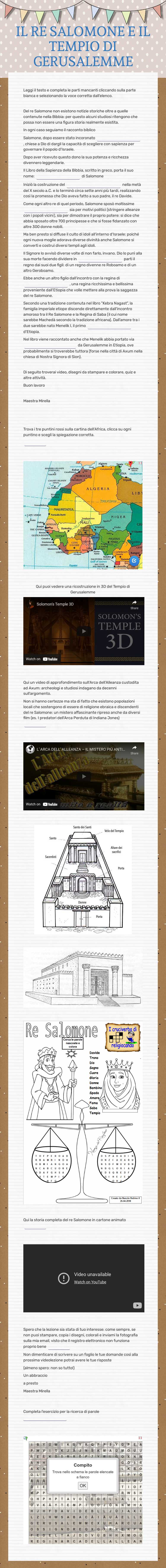 IL RE SALOMONE E IL TEMPIO DI GERUSALEMME worksheet preview image