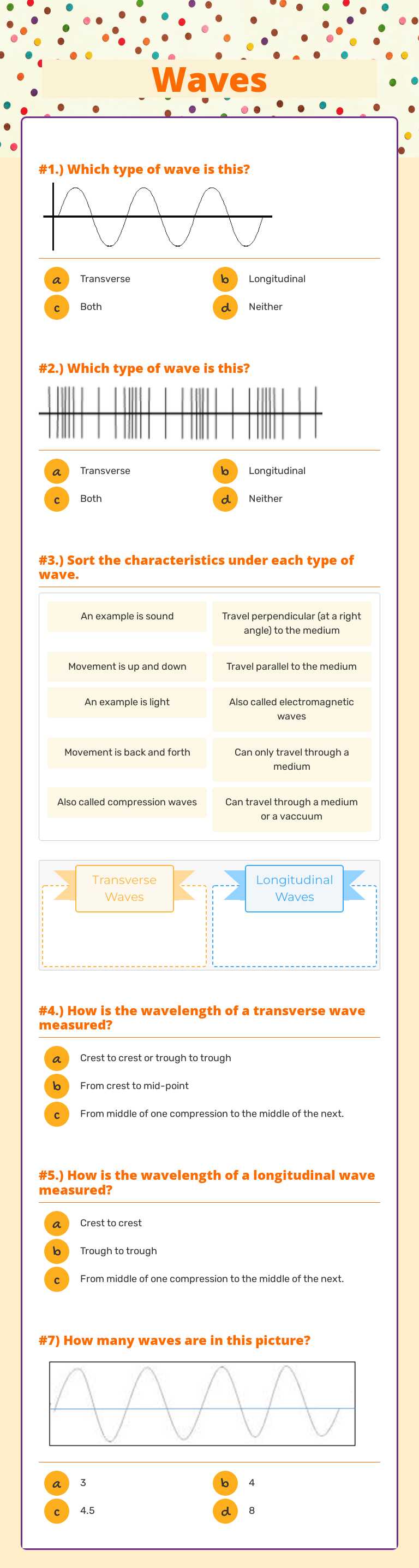Waves worksheet preview image