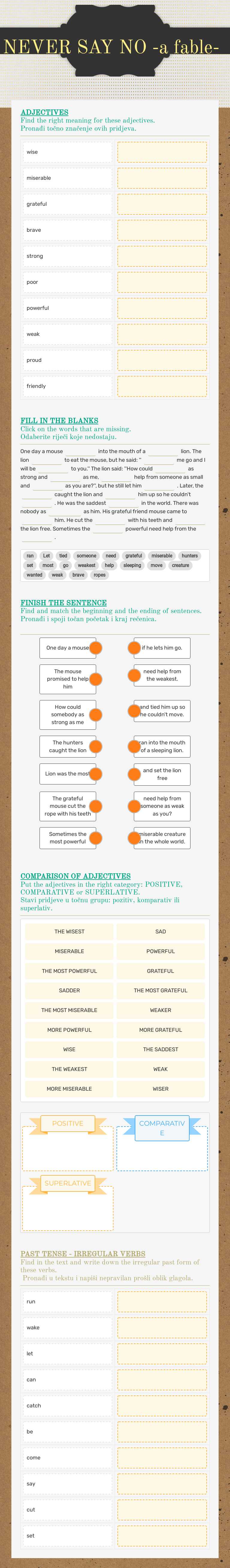 NEVER SAY NO
-a fable- worksheet preview image