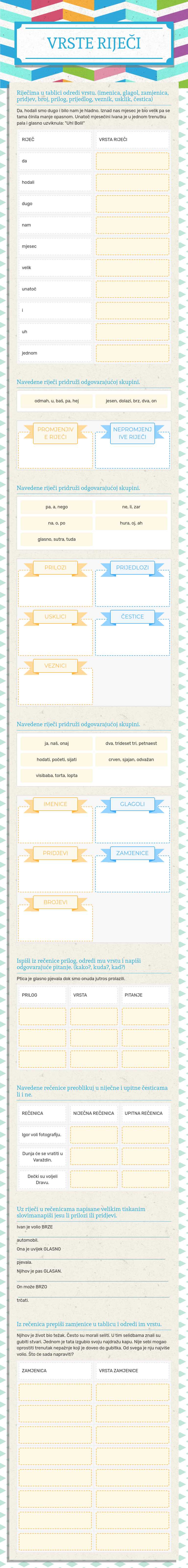 VRSTE RIJEČI worksheet preview image