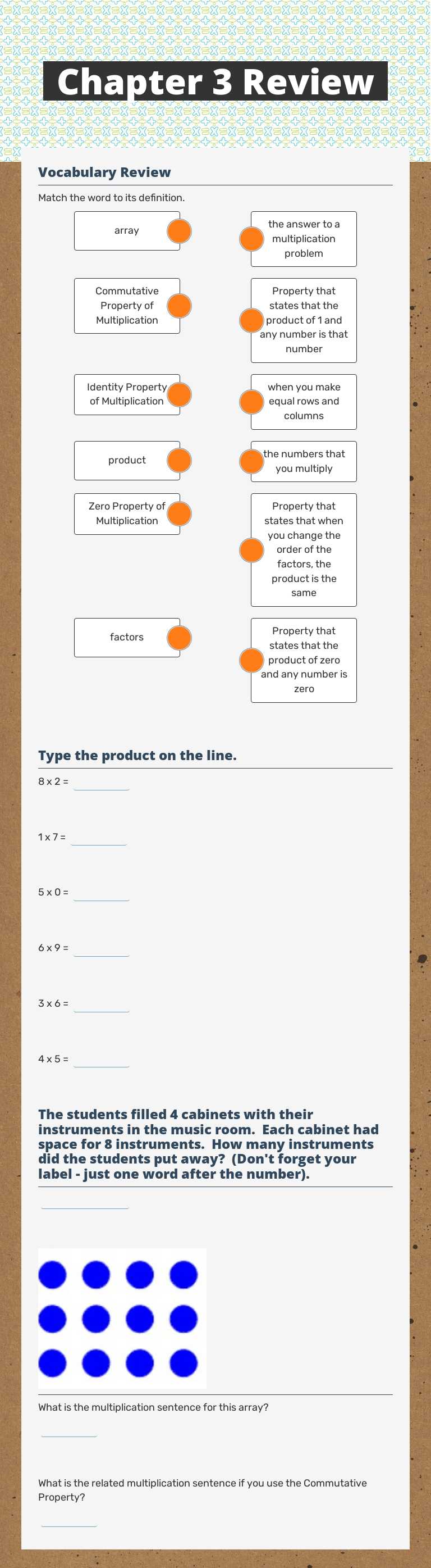 Chapter 3 Review worksheet preview image