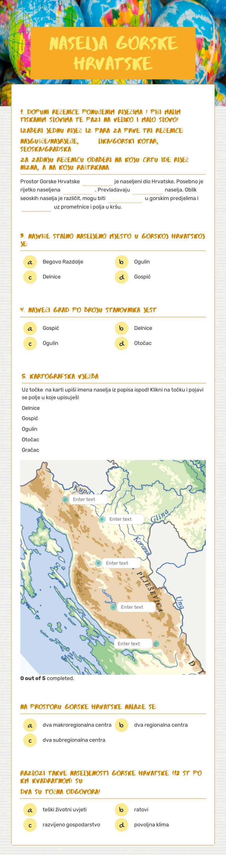 NASELJA GORSKE HRVATSKE worksheet preview image