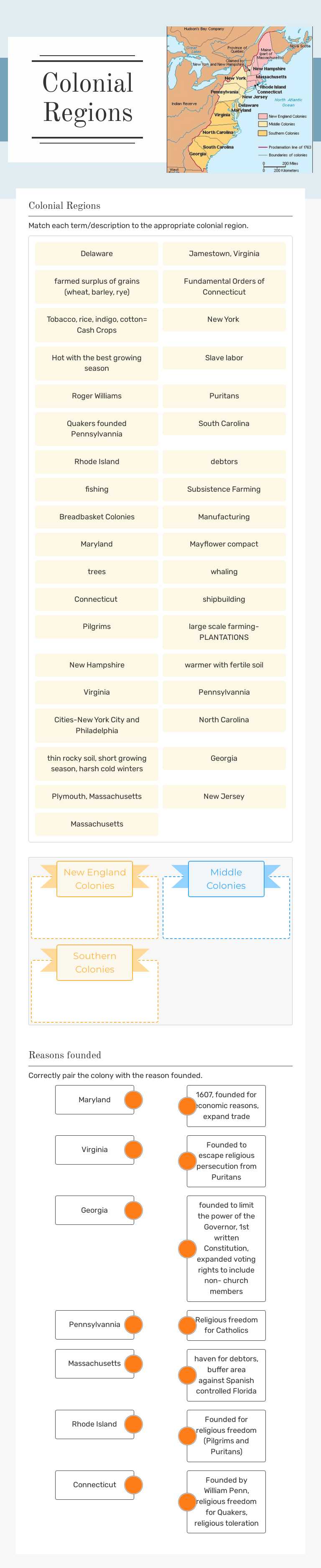 Colonial Regions Grade 8 worksheet preview