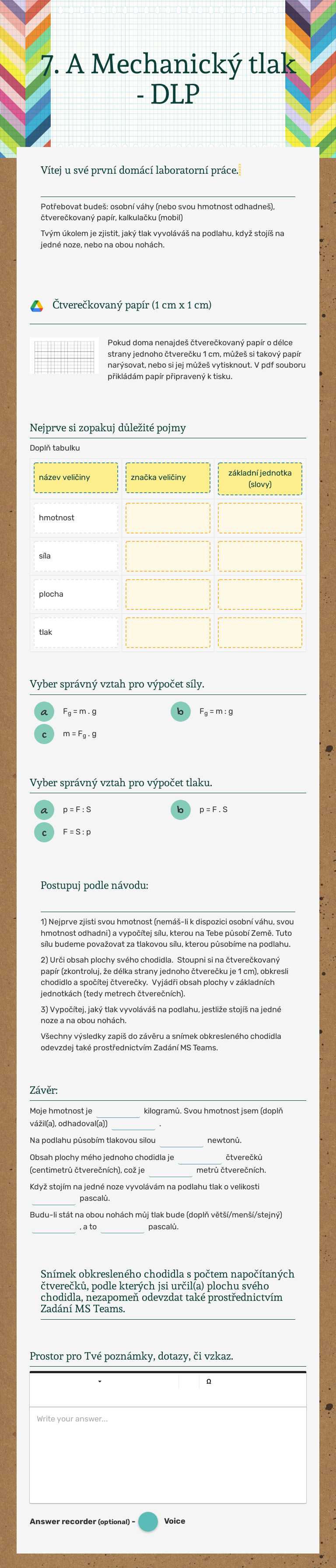 7. A Mechanický tlak - DLP Grade 7 worksheet preview