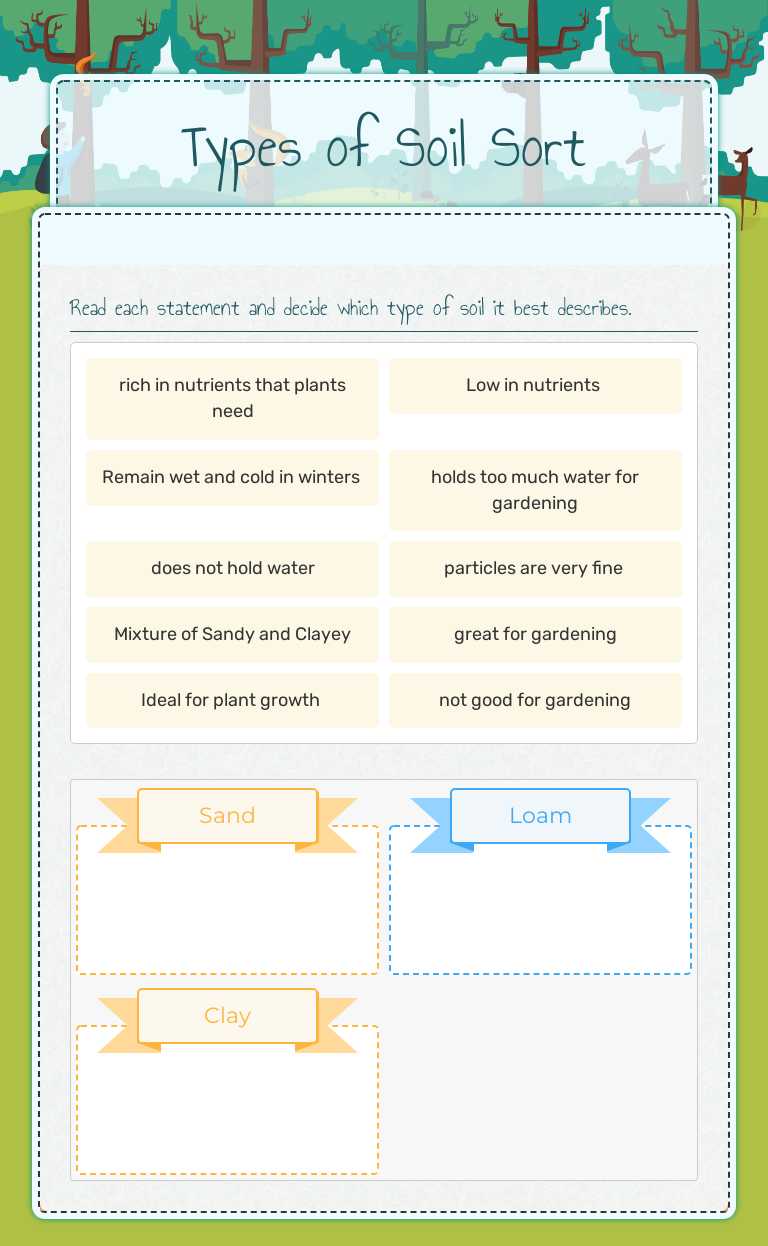 Types of Soil Sort Grade 5 worksheet preview