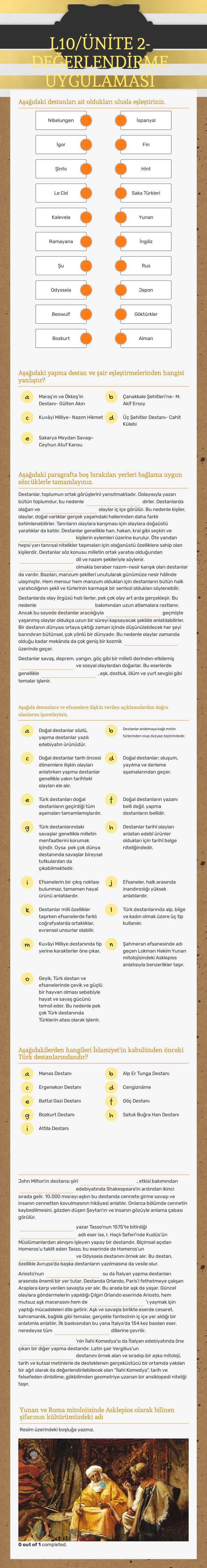 L10/ÜNİTE 2- DEĞERLENDİRME UYGULAMASI worksheet preview image