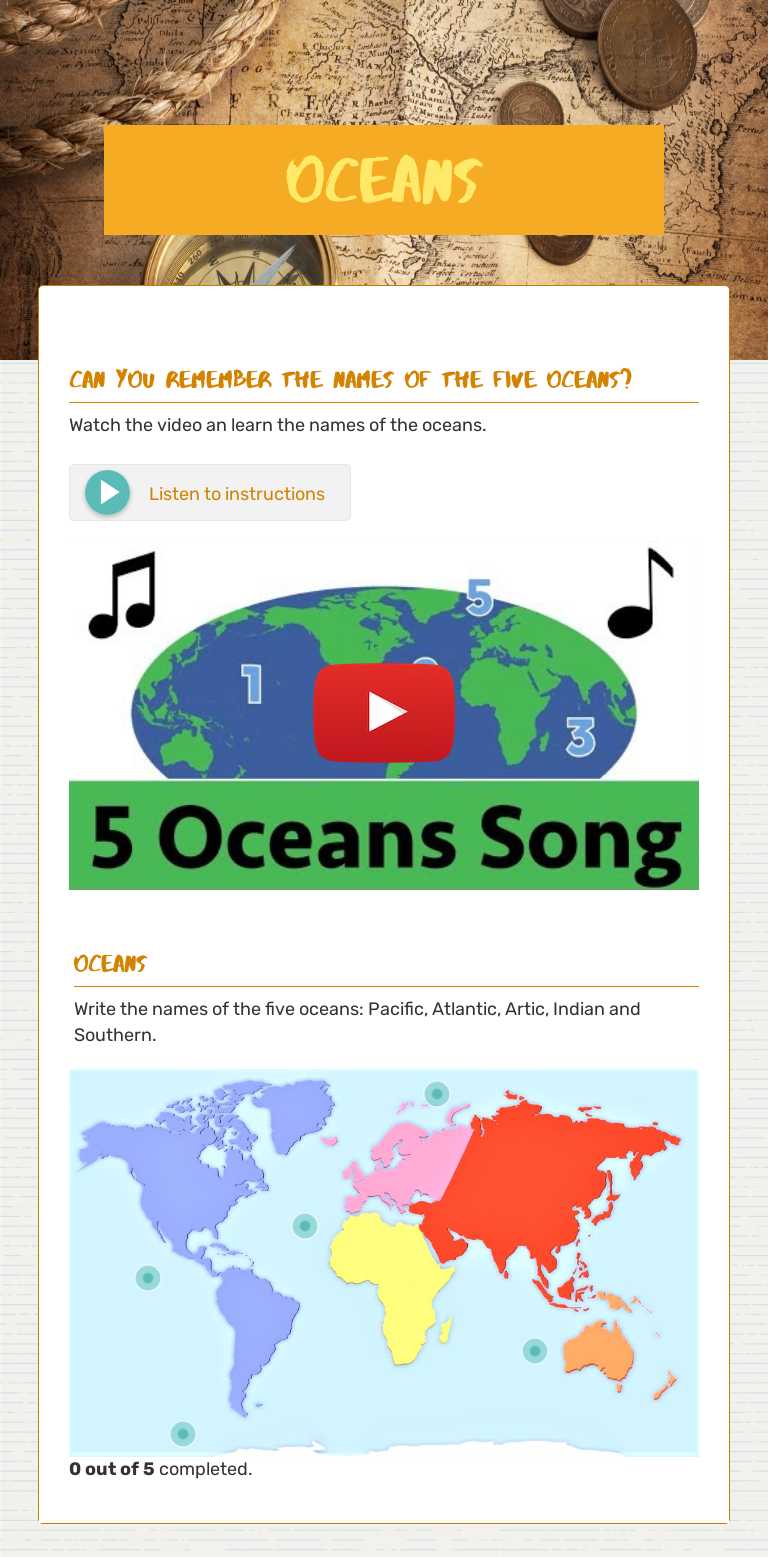 oceans Grade 2 worksheet preview
