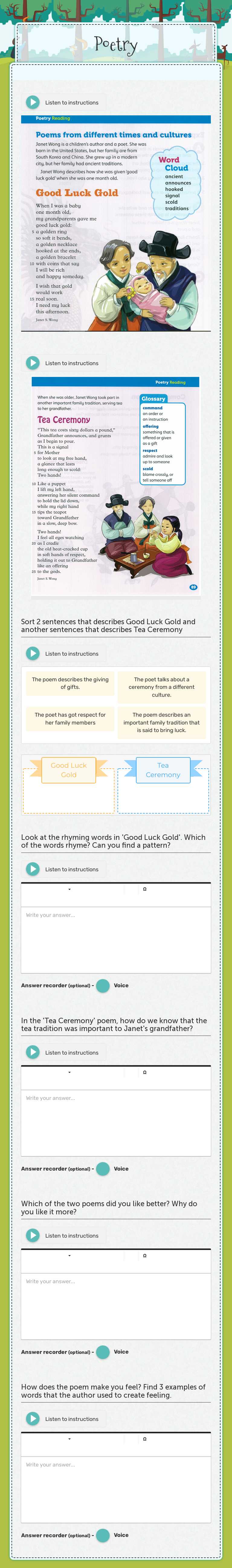 Poetry worksheet preview image