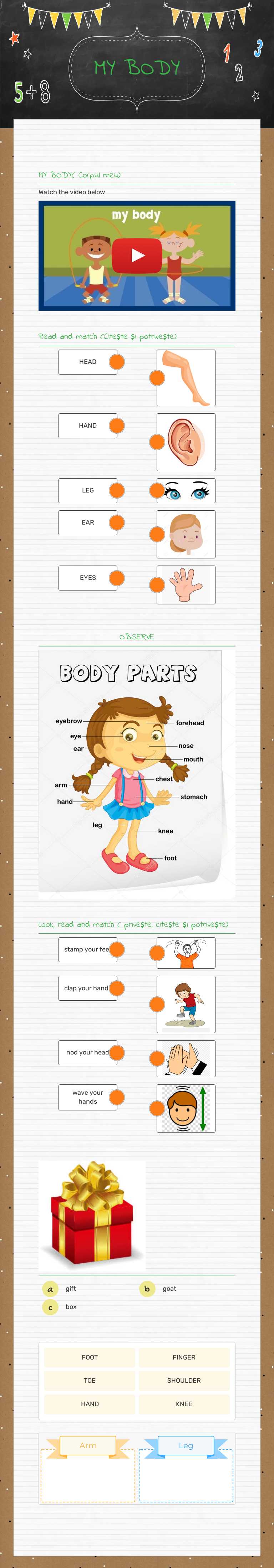 MY BODY worksheet preview image