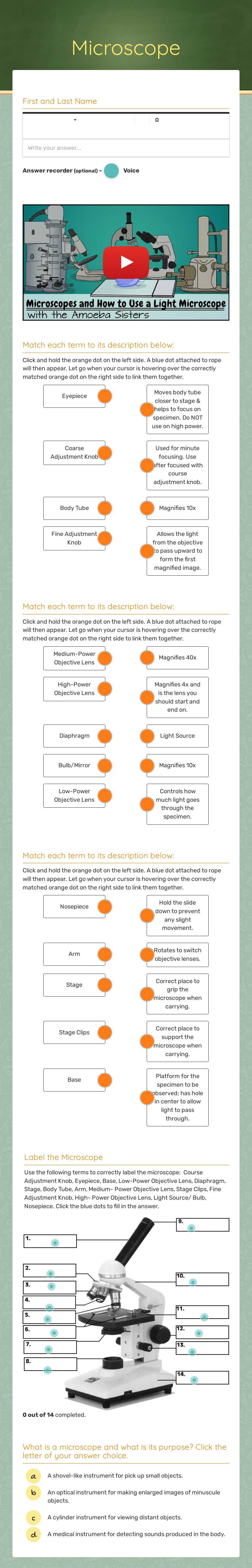 Microscope worksheet preview image