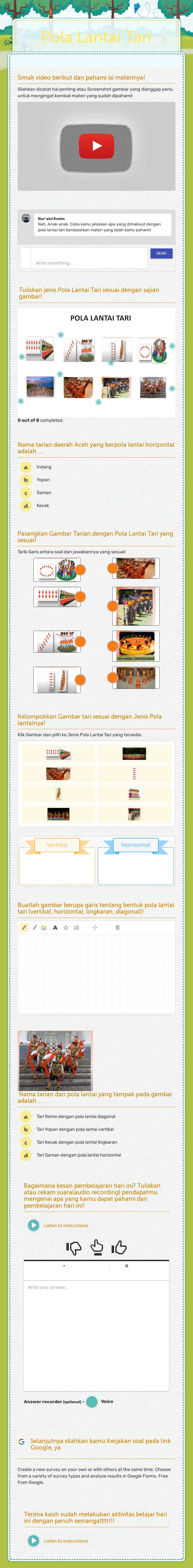 Pola Lantai Tari worksheet preview image