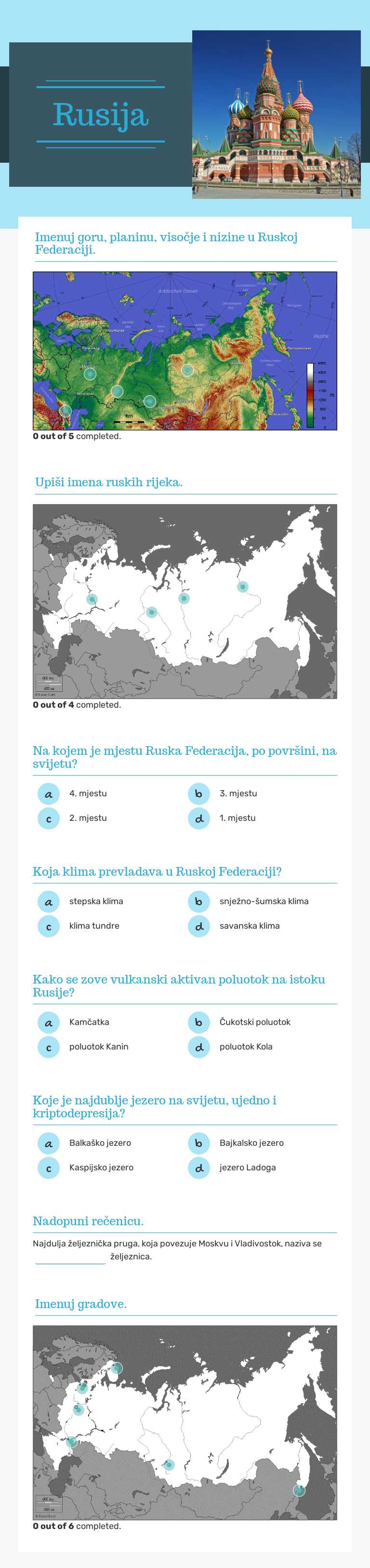 Rusija worksheet preview image