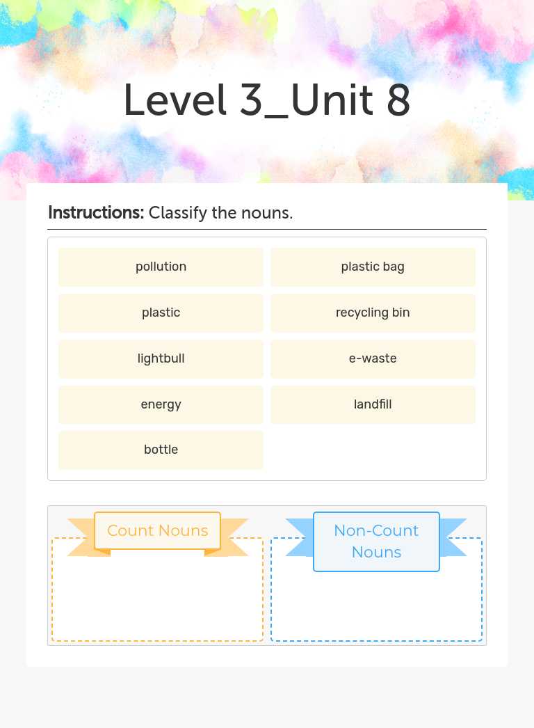 Level 3_Unit 8 worksheet preview image