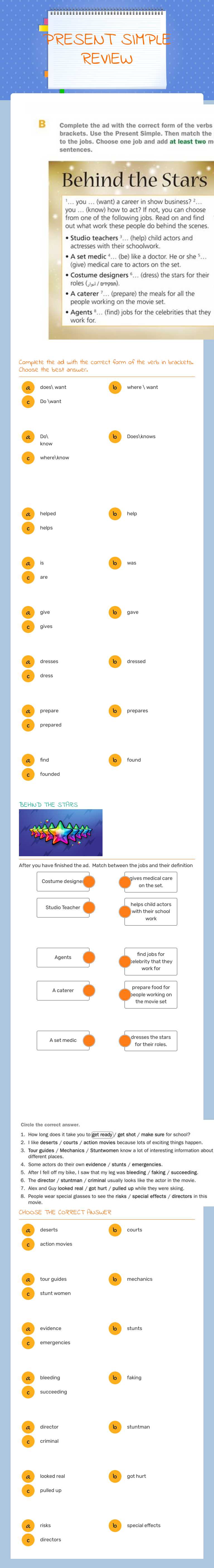 PRESENT SIMPLE REVIEW Grade 8 worksheet preview