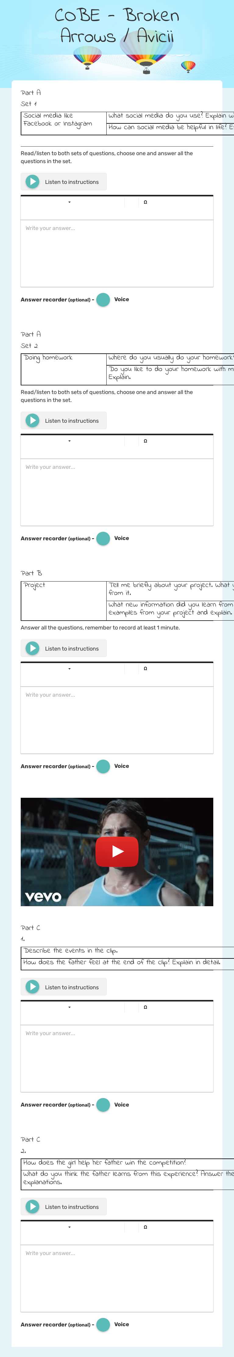 COBE - Broken Arrows / Avicii worksheet preview image