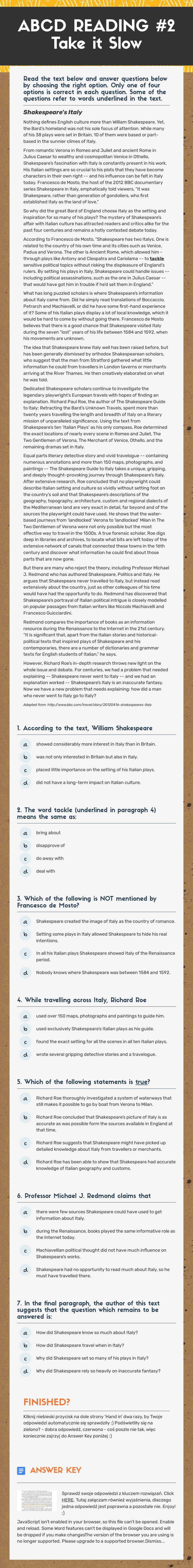 ABCD READING #2
Take it Slow worksheet preview image