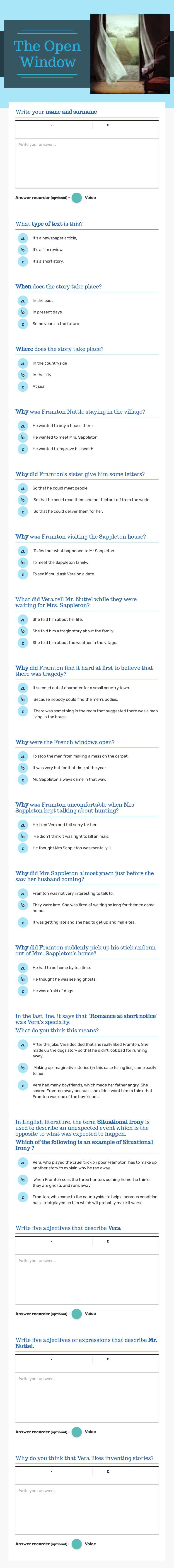The Open Window worksheet preview image