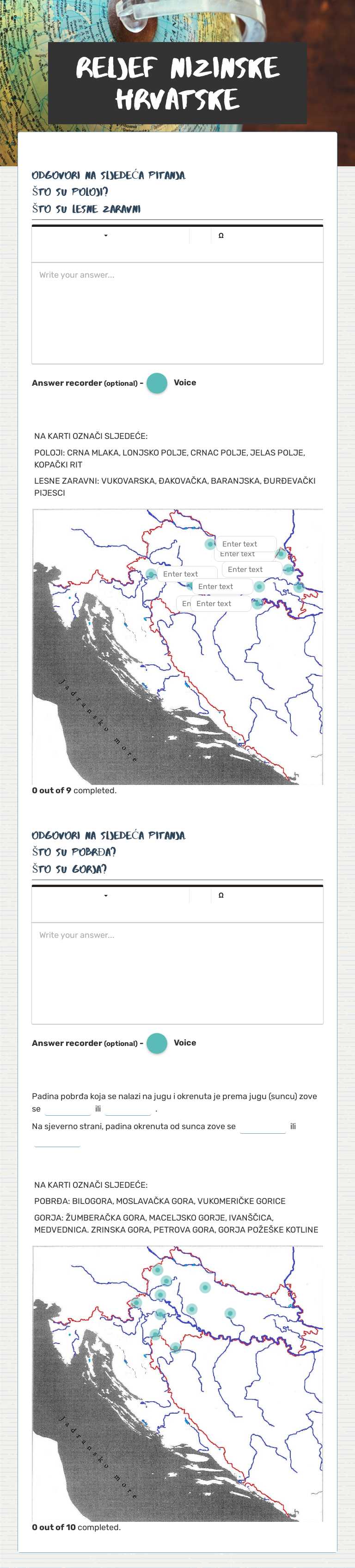 RELJEF NIZINSKE HRVATSKE worksheet preview image