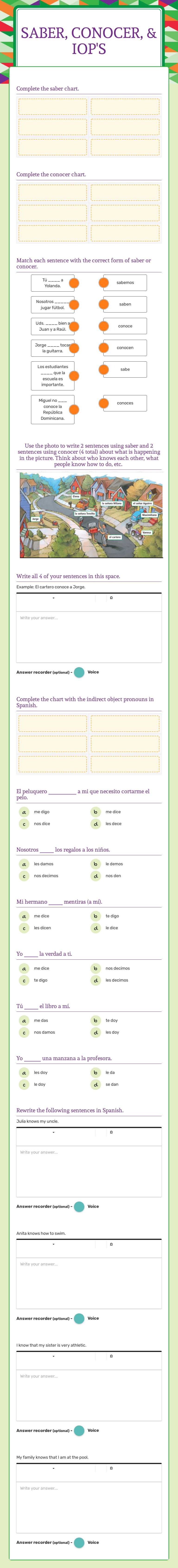 Saber, conocer, & IOP's worksheet preview image