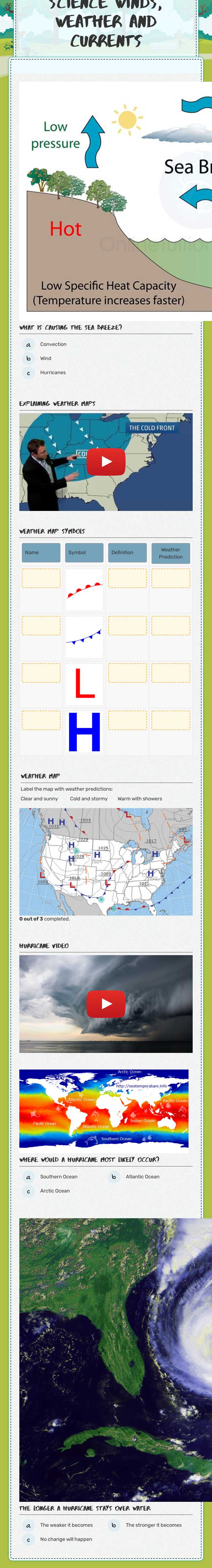 Wed Sept 25-  Science  Winds, Weather and Currents worksheet preview image