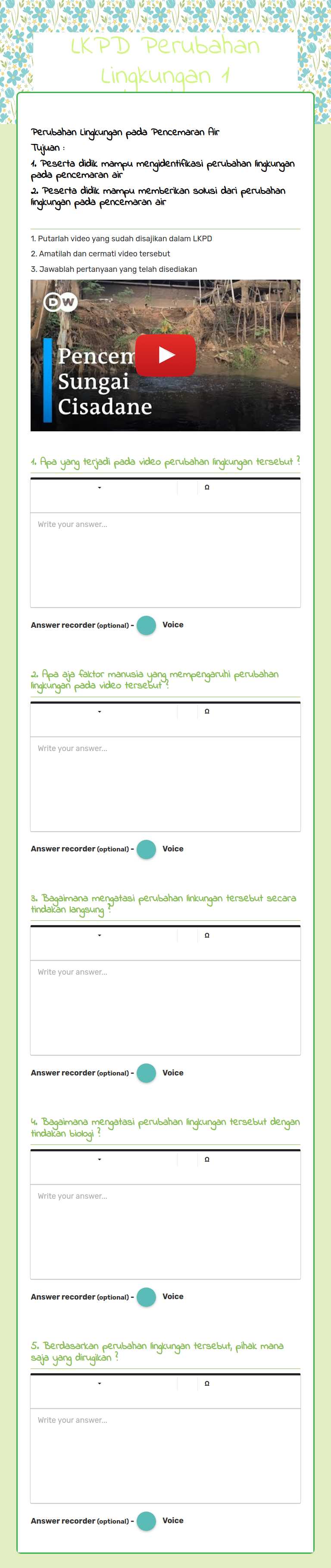 LKPD Perubahan Lingkungan 1 worksheet preview image