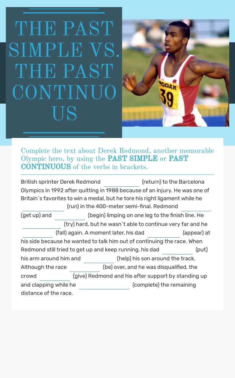 THE PAST SIMPLE VS. THE PAST CONTINUOUS Grade 8 worksheet preview