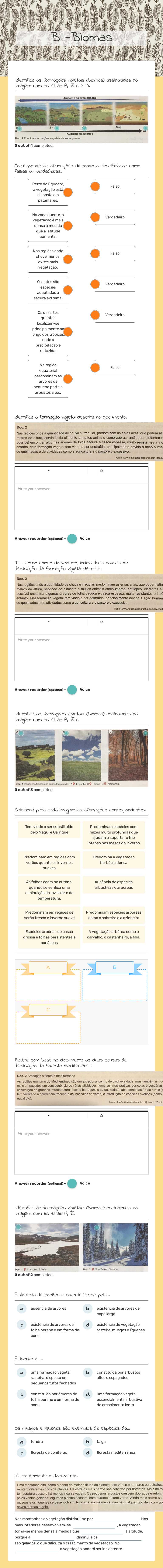 Biomas worksheet preview image