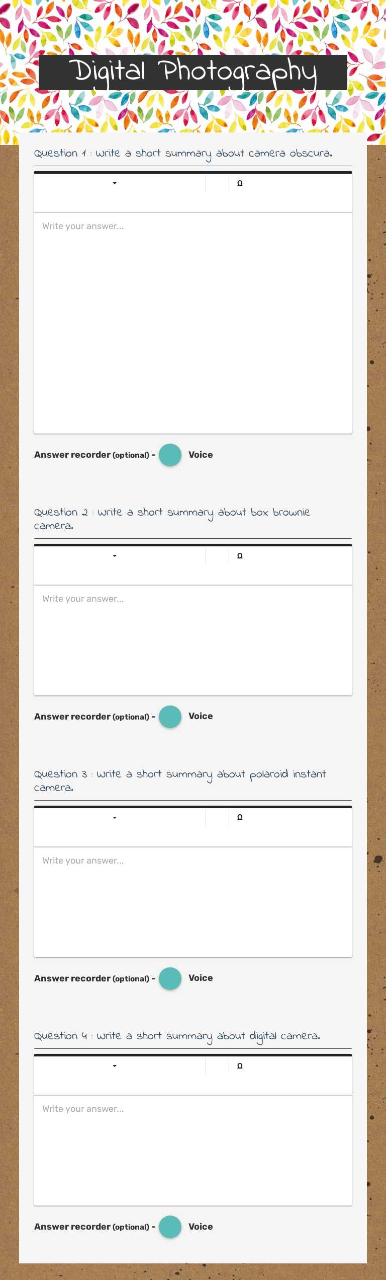 Digital Photography worksheet preview image
