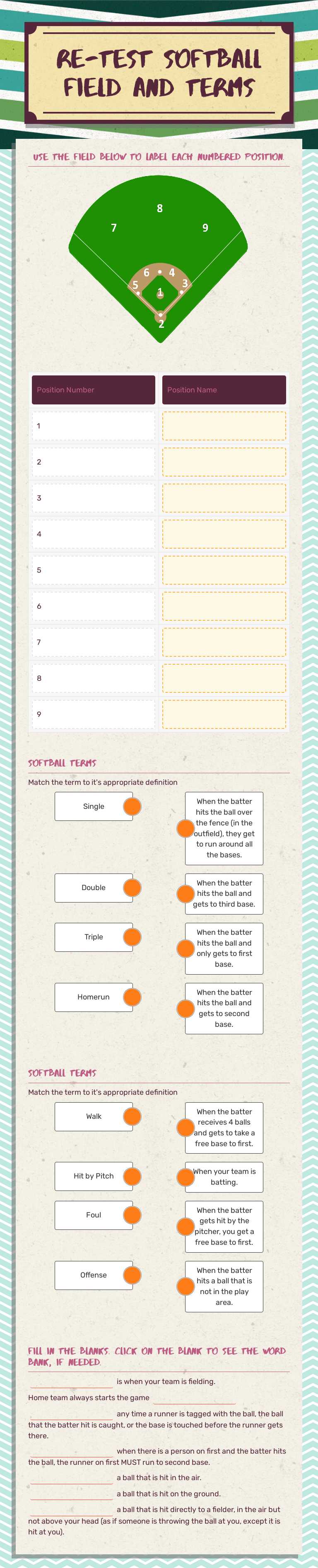 Re-test SoftBall Field
and Terms worksheet preview image