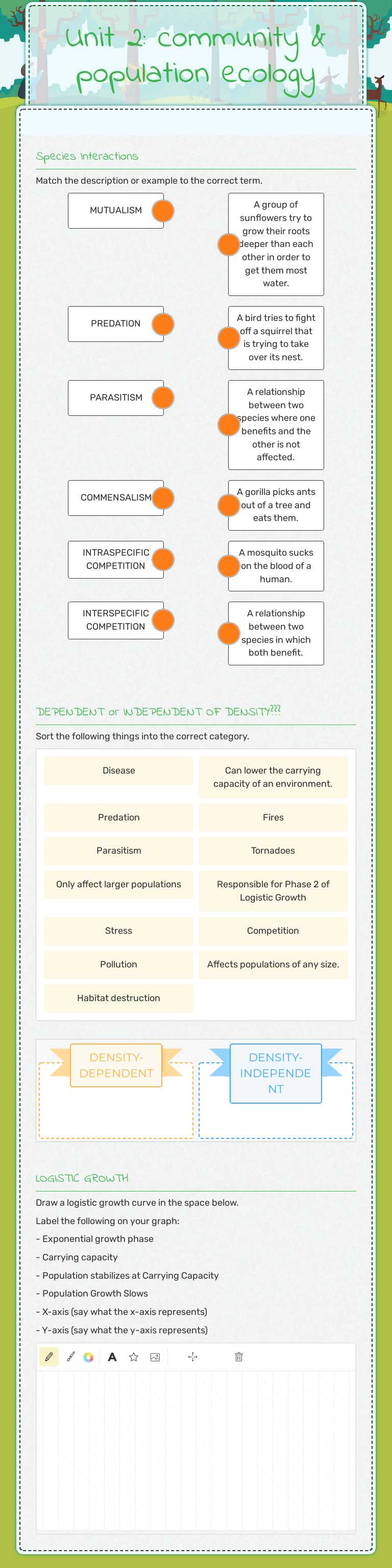 Unit 2: community & population ecology worksheet preview image