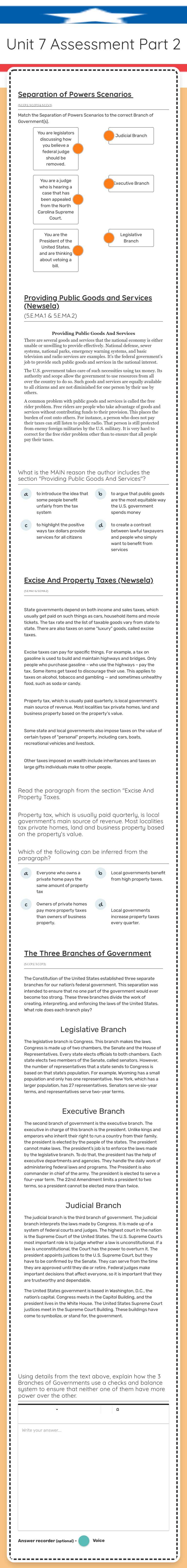 Unit 7 Assessment
Part 2 worksheet preview image
