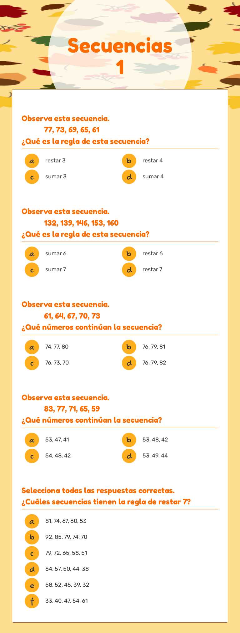 Secuencias 1 worksheet preview image