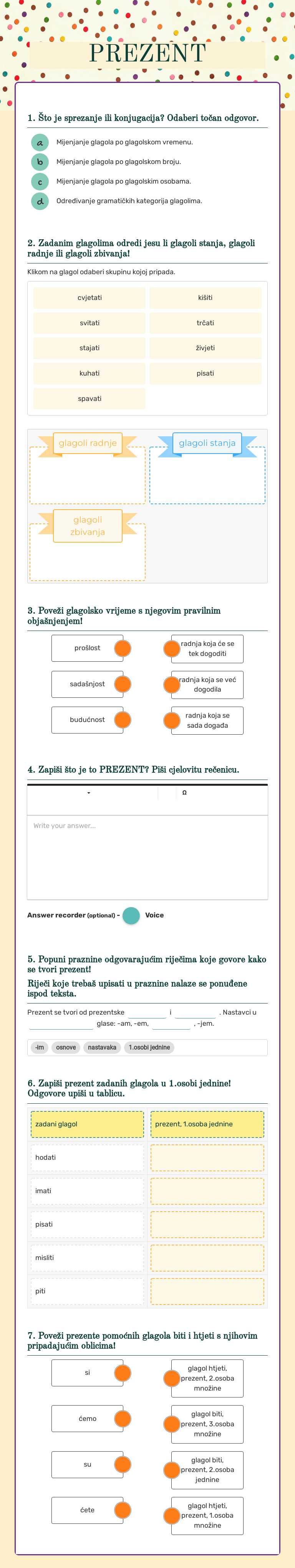 PREZENT worksheet preview image
