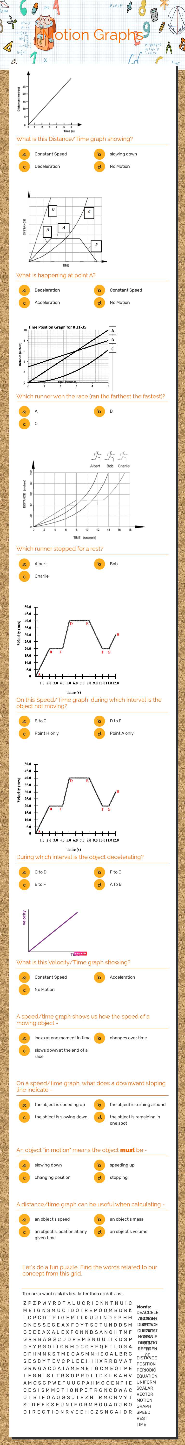 Motion Graphs worksheet preview image