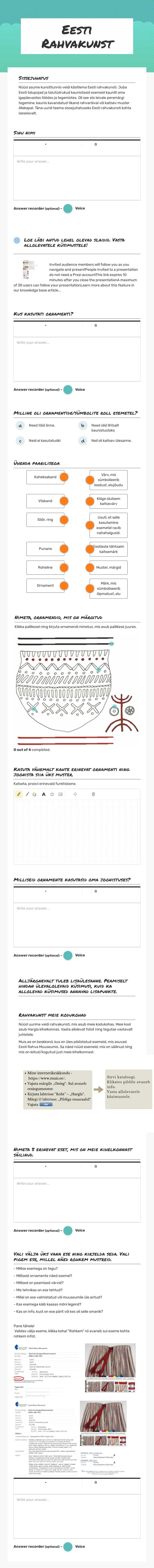 Eesti Rahvakunst worksheet preview image